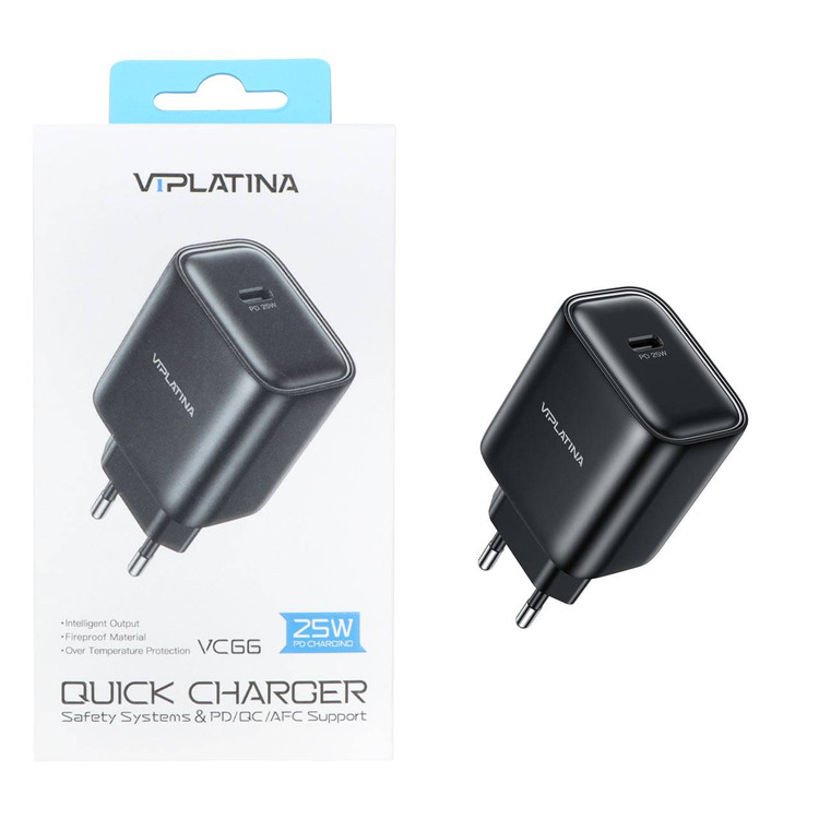 شارژر دیواری فست و PD تک پورت VIPLATINA مدل VC65 25W - مشکی