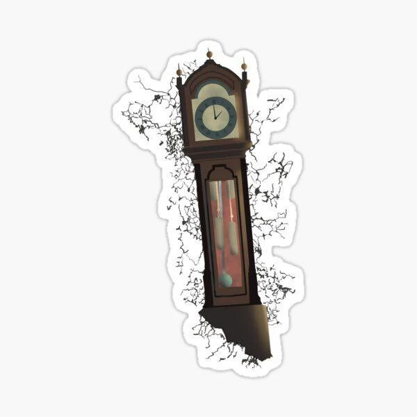 استیکر ضدآب برش خورده طرح ساعت کج نقاشی ۳ سانتی متر