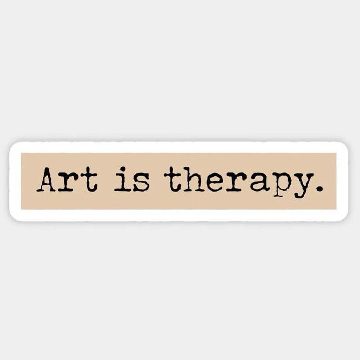 استیکر ضدآب برش خورده طرح متنی Art is therapy سایز ۳ سانتی متر
