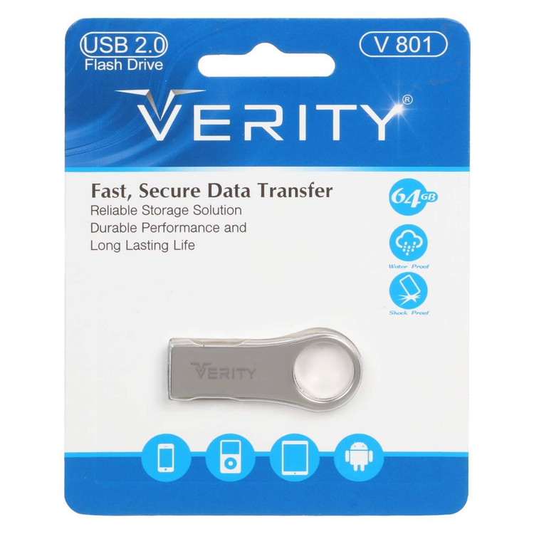 Verity V۸۰۱ USB۲ ۰ Flash Memory ۶۴GB - نقره ای