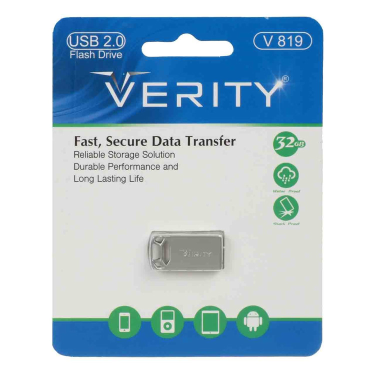 Verity V819 USB2.0 Flash Memory - 32GB - نقره ای
