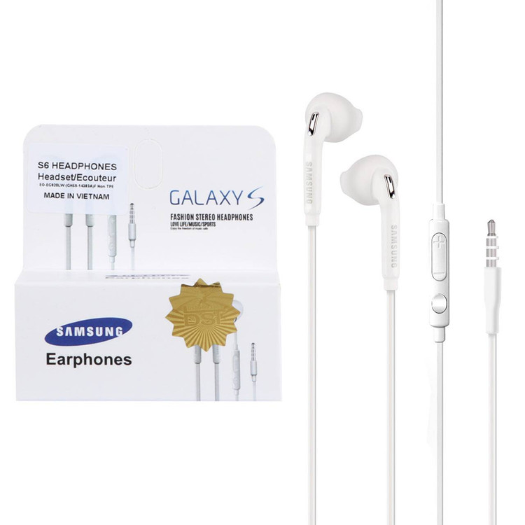 هندزفری سیمی سامسونگ Samsung مدل S۶ رنگ سفید پک دار High Copy گارانتی ۶ ماهه