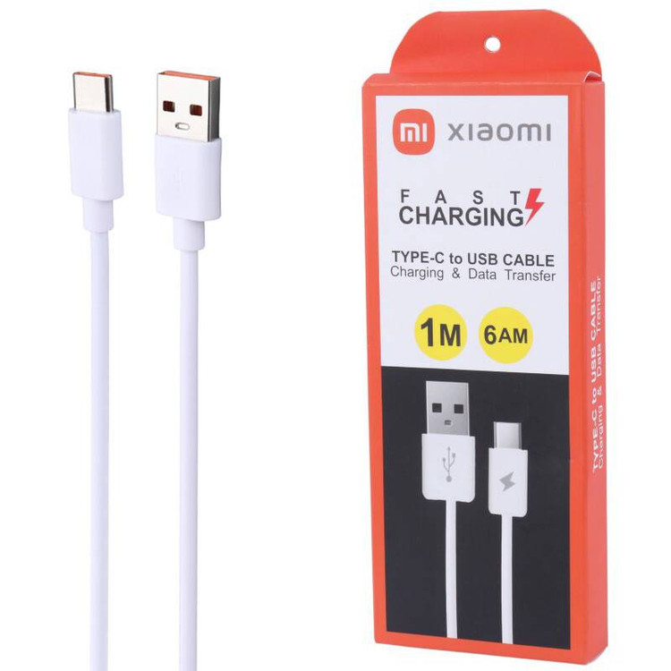 کابل شارژ تایپ سی فست شارژ ۶ آمپر شیائومی Xiaomi طول ۱ متر High Copy