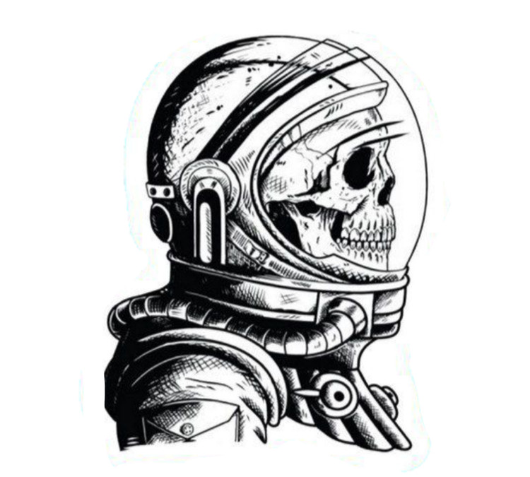 استیکر ضدآب برش خورده طرح اسکلت فضانورد Astronaut Skull سایز ۴ سانتی متر