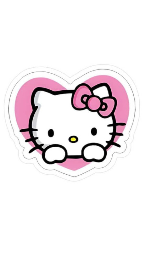 استیکر ضدآب برش خورده طرح هلو کیتی Hello Kitty با عینک و پاپیون صورتی سایز ۴ سانتی متر