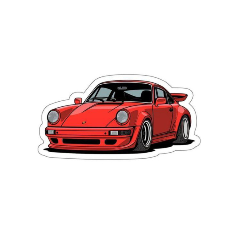 استیکر ضدآب برش خورده طرح خودرو پورشه ۹۱۱ قرمز Classic Porsche سایز ۳ سانتی متر