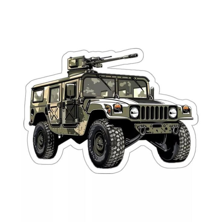 استیکر ضدآب برش خورده طرح خودروی نظامی هاموی Humvee سایز ۴ سانتی متر