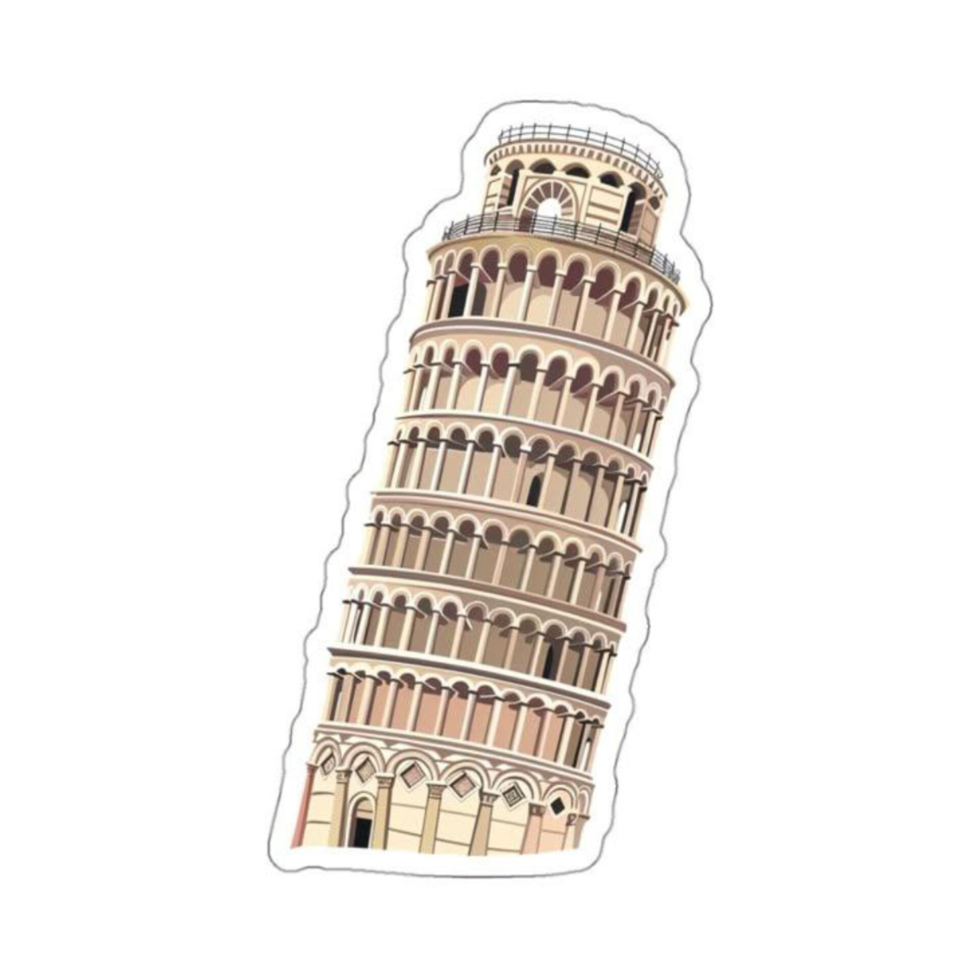 استیکر ضدآب برش خورده طرح برج کج پیزا Leaning Tower of Pisa سایز ۴ سانتی متر
