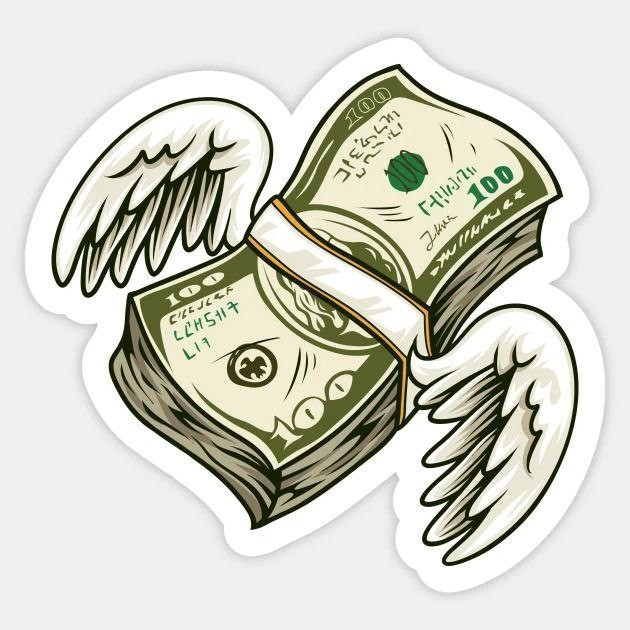 استیکر ضدآب برش خورده طرح اسکناس دلار بالدار Money Wings سایز ۴ سانتی متر