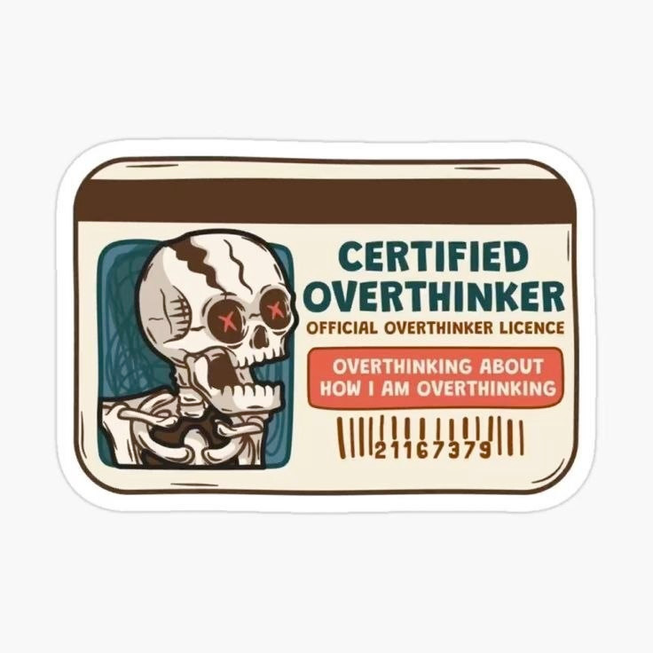 استیکر ضدآب برش خورده طرح کارت عضویت Certified Overthinker سایز ۴ سانتی متر