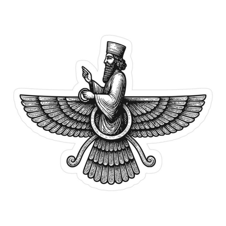 استیکر ضدآب برش خورده طرح نماد فروهر ایران باستان سایز ۴ سانتی متر