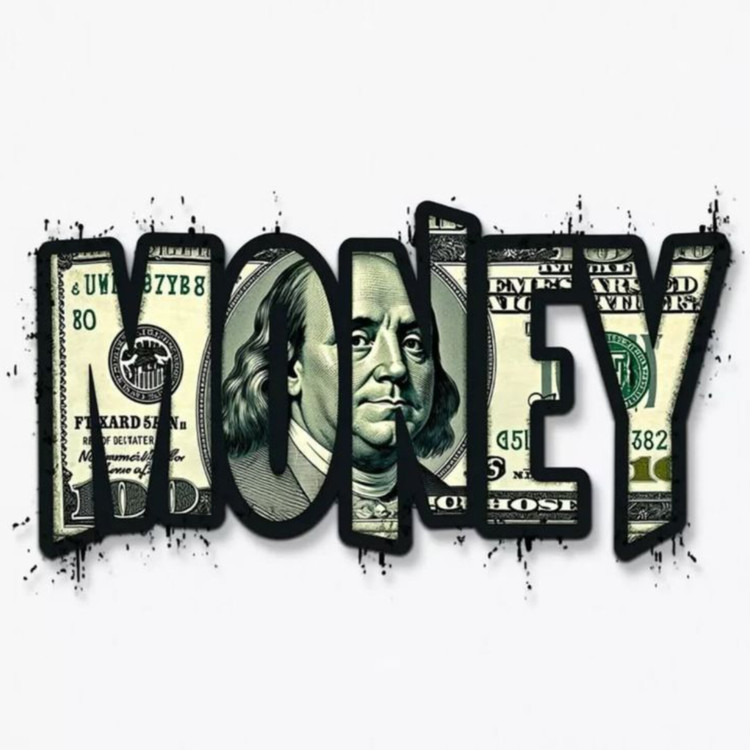 استیکر ضدآب برش خورده طرح تایپوگرافی گرافیتی Money سایز ۴ سانتی متر