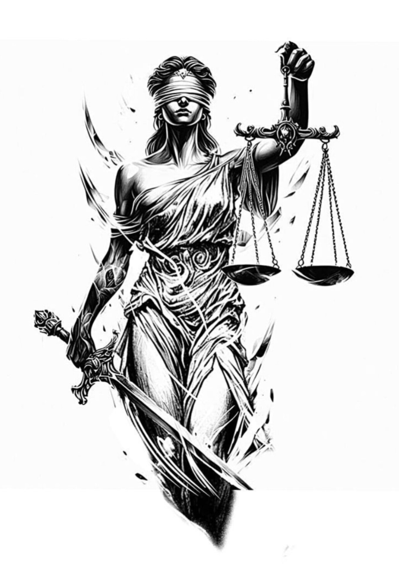 استیکر ضدآب برش خورده طرح فرشته عدالت Lady Justice سایز ۴ سانتی متر