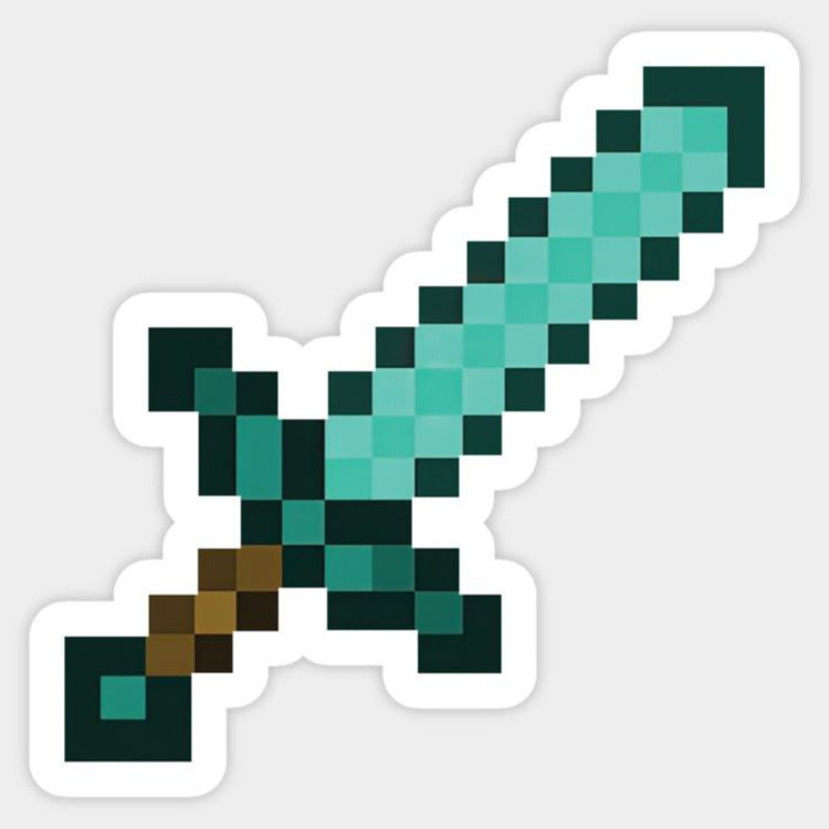 استیکر ضدآب برش خورده طرح شمشیر ماینکرفت Minecraft سایز 6سانتی متر