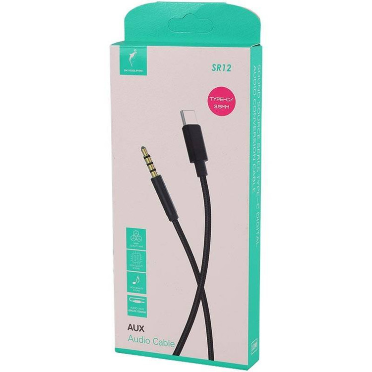 کابل تبدیل Type C به AUX اسکای دلفین Sky Dolphin مدل SR۱۲ طول ۱ متر رنگ مشکی