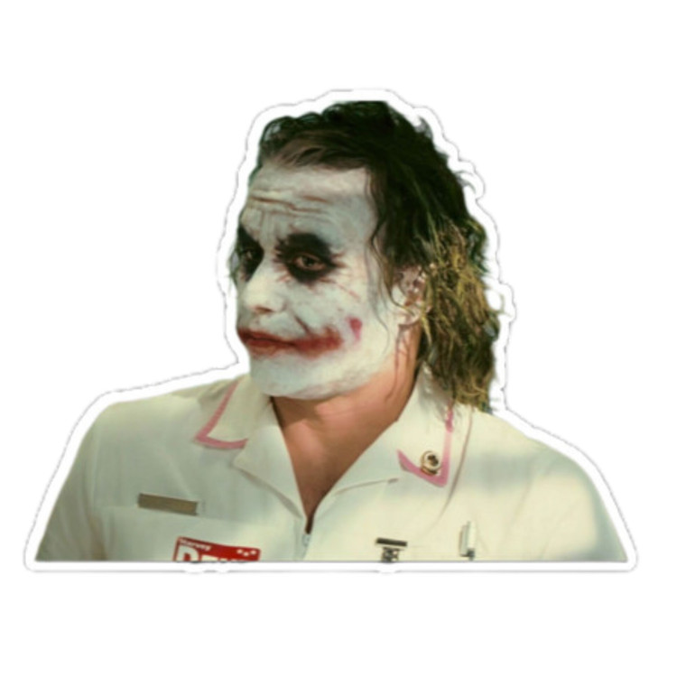 استیکر ضدآب برش خورده طرح جوکر The Joker با لباس پرستار سایز ۴ سانتی متر