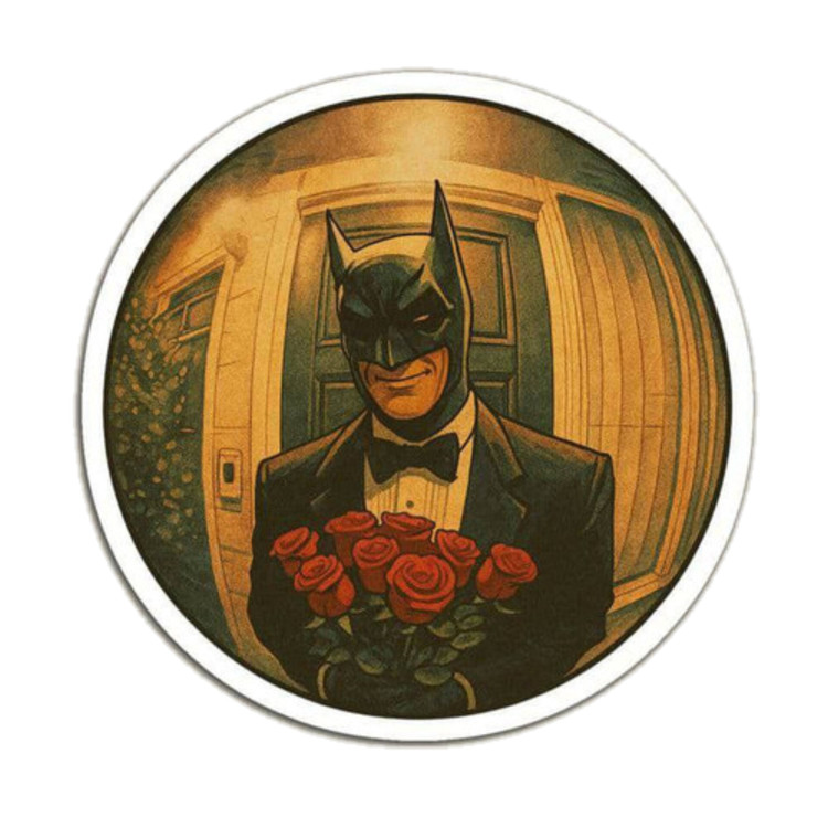 استیکر ضدآب برش خورده طرح بتمن Batman دایره ای سایز ۴ سانتی متر