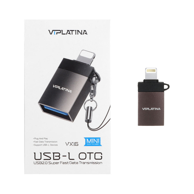 تبدیل VIPLATINA Lightning to USB2.0 مدل VX16 - مشکی (گارانتی 18 ماه تعویض نیکان همراه)