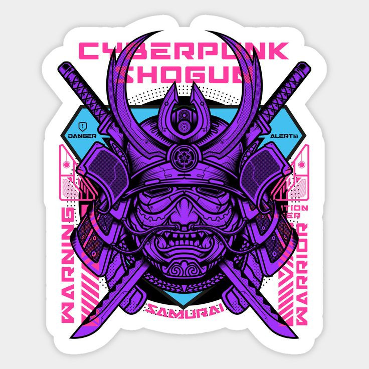 استیکر ضدآب برش خورده طرح سایبرپانک شوگان (Cyberpunk Shogun) سایز ۵ سانتیمتر