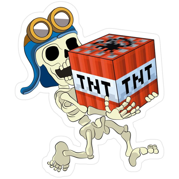 استیکر ضدآب برش خورده طرح اسکلت با TNT سایز ۵ سانتیمتر