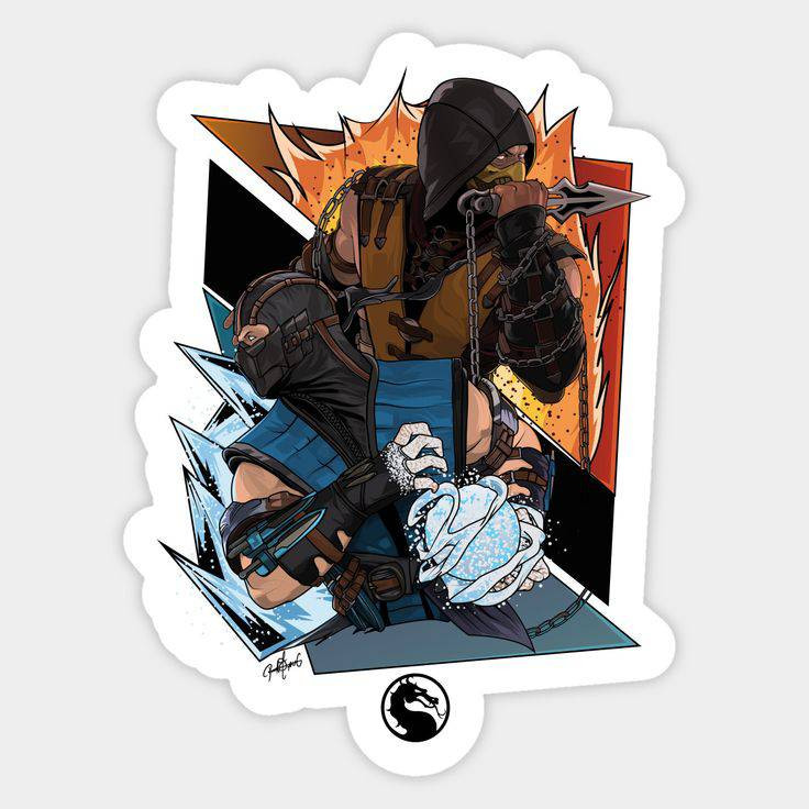 استیکر ضدآب برش خورده طرح mortal kombat سایز ۵ سانتیمتر