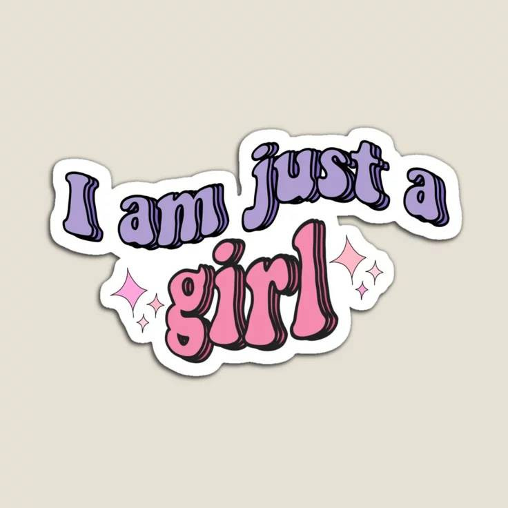 استیکر ضدآب برش خورده طرح متن I am just a girl سایز ۵ سانتیمتر