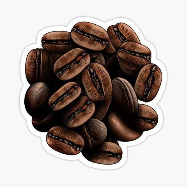استیکر ضدآب برش خورده طرح دانه قهوه تکی سایز 4 سانتیمتر