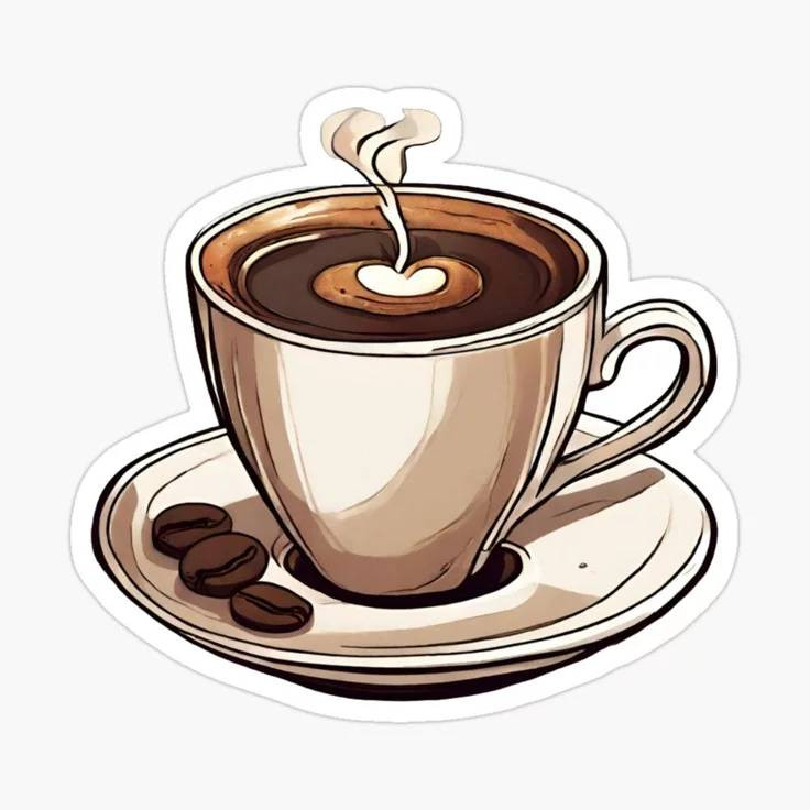 استیکر ضدآب برش خورده طرح فنجان قهوه دمی سایز ۵ سانتیمتر