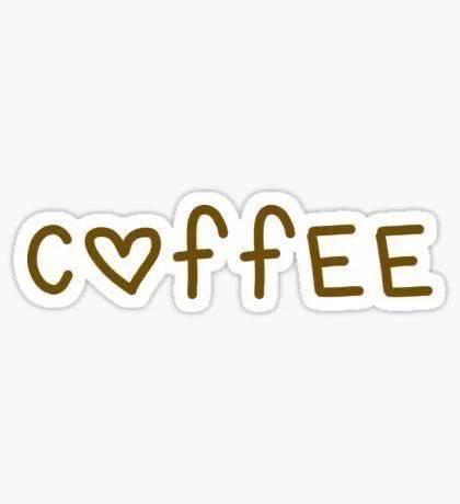 استیکر ضدآب برش خورده طرح متن Coffee با قلب سایز ۵ سانتیمتر