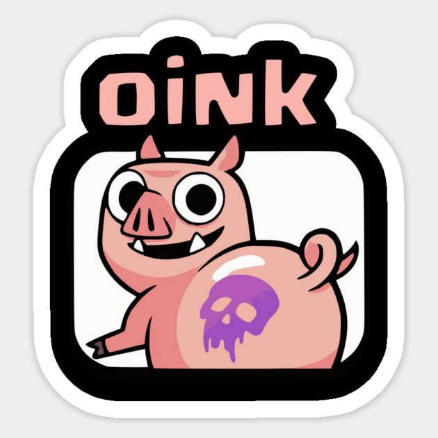 استیکر ضدآب برش خورده طرح خوک صورتی با تتو Oink سایز ۵ سانتیمتر