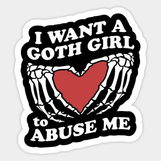 استیکر ضدآب برش خورده طرح قلب و اسکلت با متن I Want A Goth Girl سایز ۵ سانتیمتر