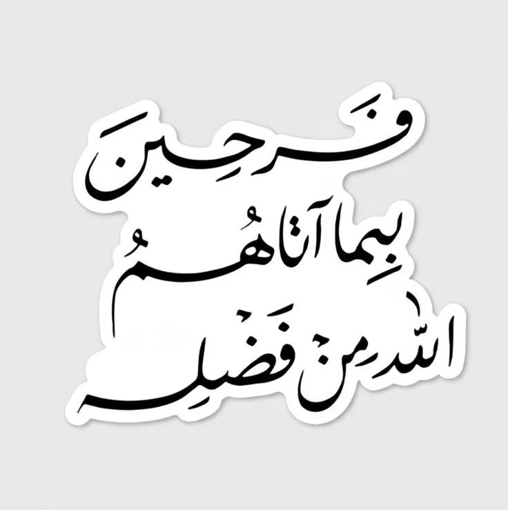 استیکر ضدآب برش خورده طرح ایه «فرجین بما آتاهم الله من فضله» سایز ۵ سانتیمتر