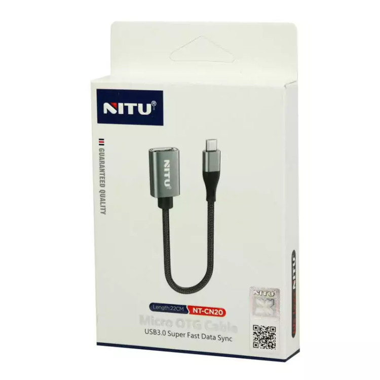 تبدیل کابلی NITU OTG TO micro USB مدل CN20 - مشکی خاکستری
