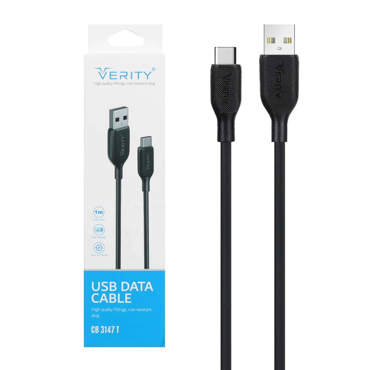 کابل شارژ Verity Type-C مدل CB 3147 T - مشکی