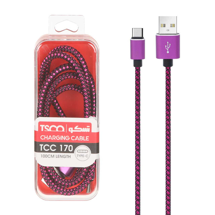 کابل شارژ و دیتا فست کنفی TSCO Type-C مدل TCC 170 - بنفش(گارانتی 12 ماهه TSCO)