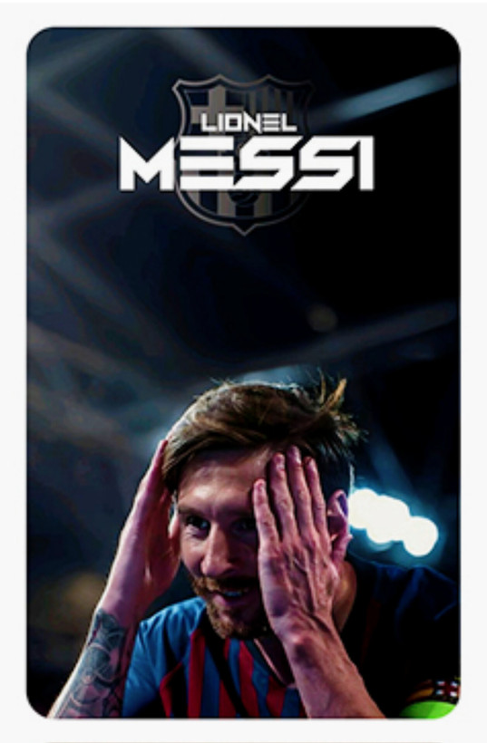 کارت استیکر برش خورده طرح لئو مسی (Messi) با پسزمینه مشکی