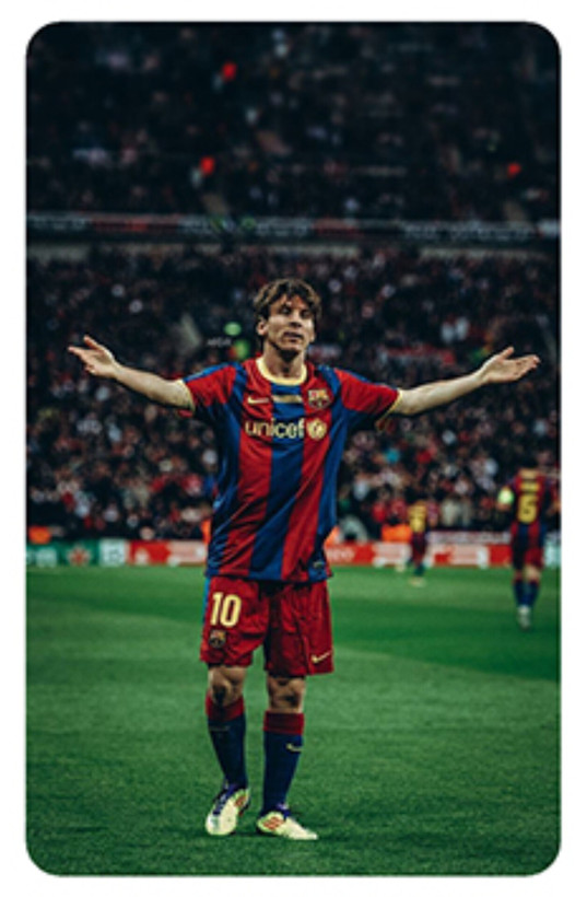 کارت استیکر برش خورده طرح لیونل مسی (جشن گل کلاسیک بارسا)