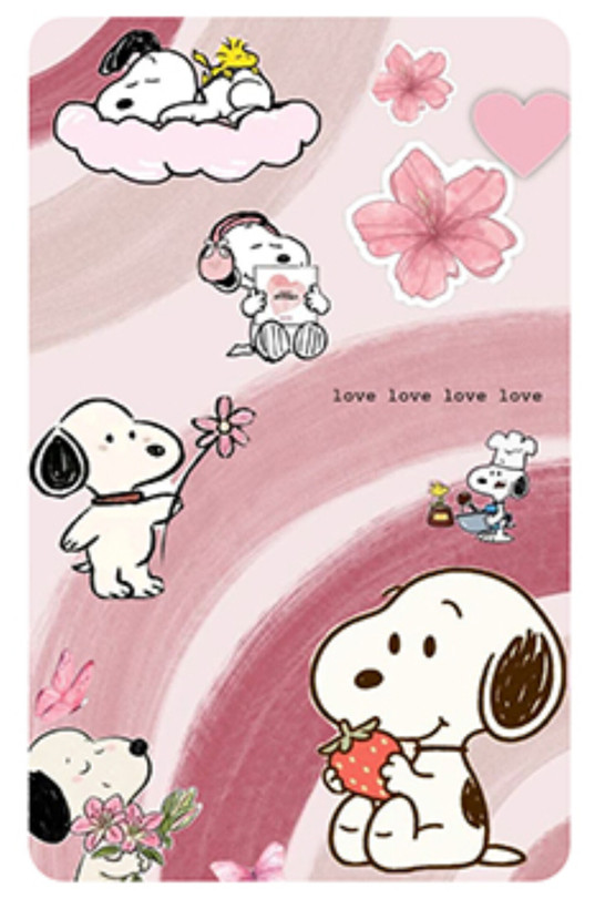 کارت استیکر برش خورده طرح فانتزی اسنوپی (Snoopy) صورتی
