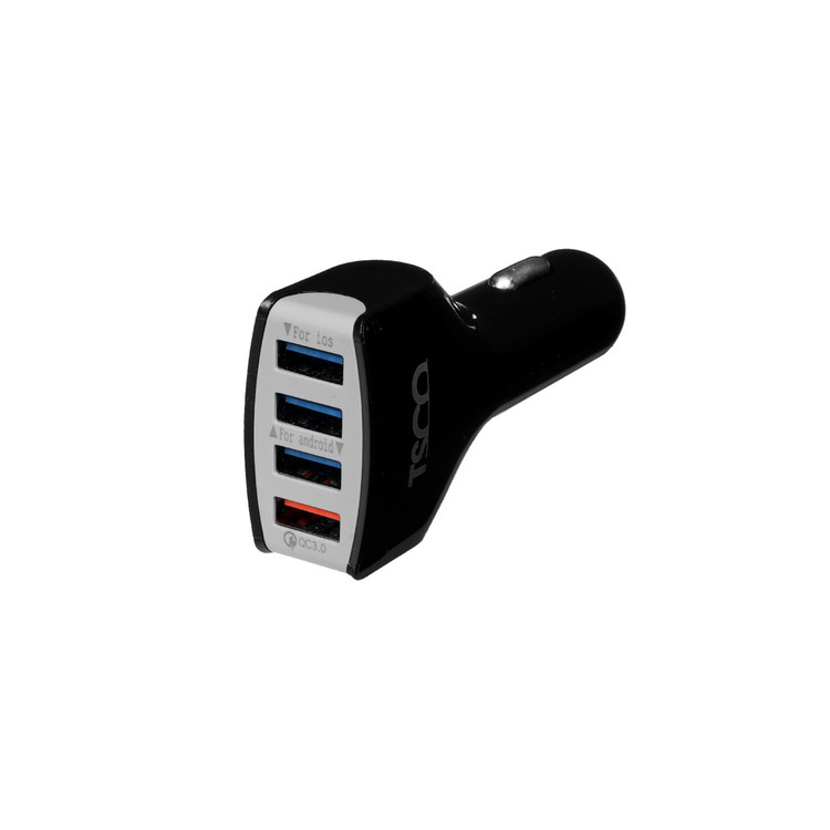 شارژر فندکی فست چهار پورت TSCO مدل TCG 20 18W به همراه کابل شارژ Type-C - مشکی