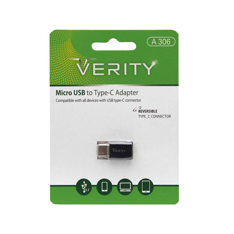 تبدیل VERITY Type-C TO MicroUSB مدل A306 مشکی
