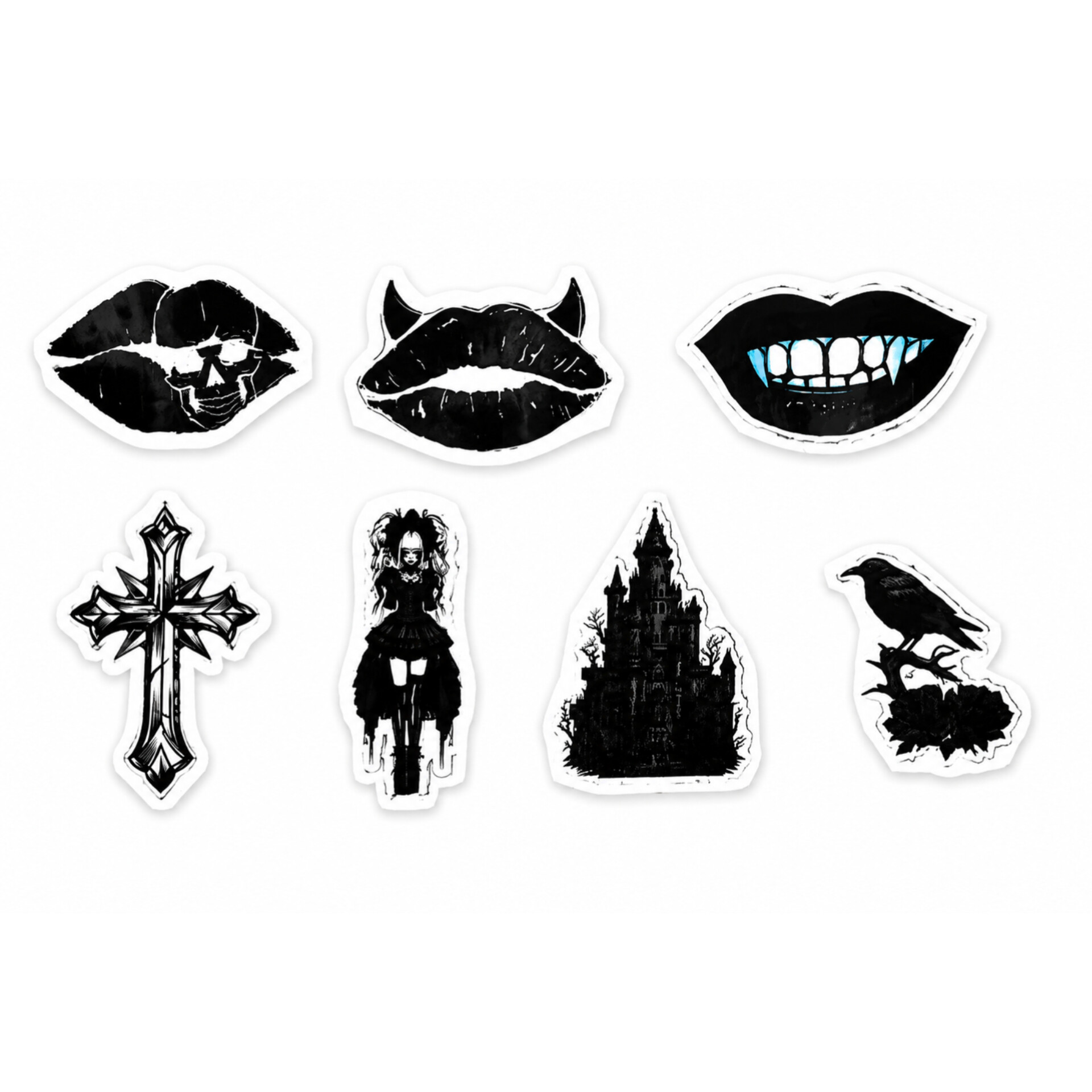 استیکر مدل Gothic Black بسته 7 عددی طرح  گوتیک