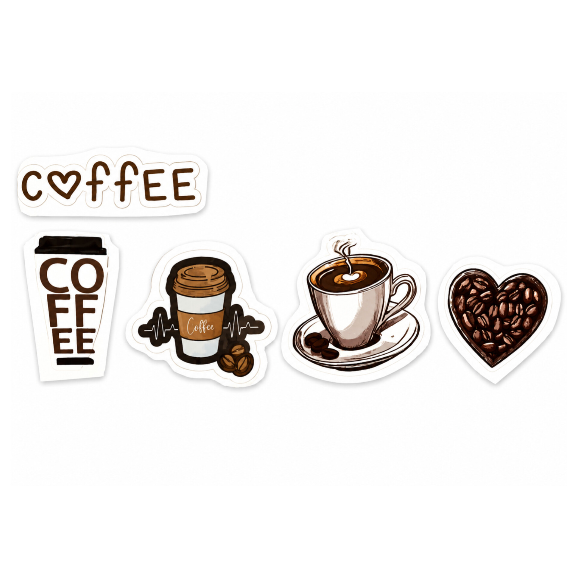استیکر  مدل Coffee بسته 5 عددی  طرح قهوه