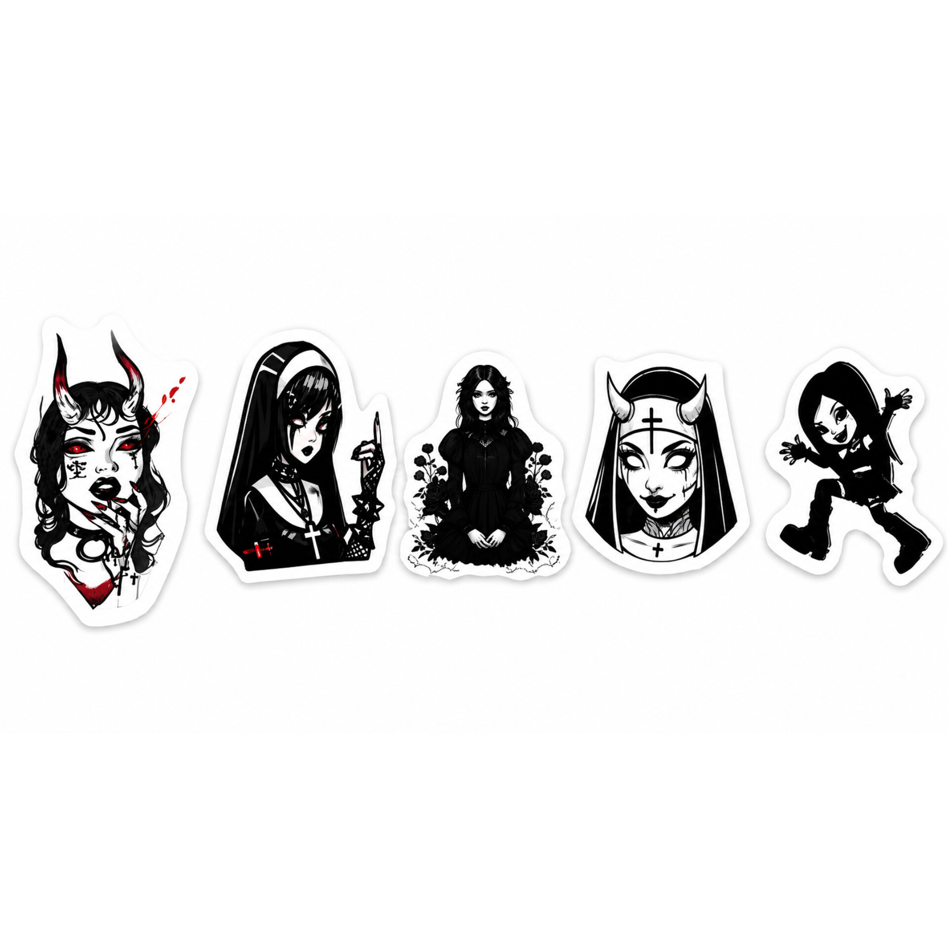 استیکر  مدل Gothic Dark Fantasy  طرح دختر گوتیک بسته 5 عددی