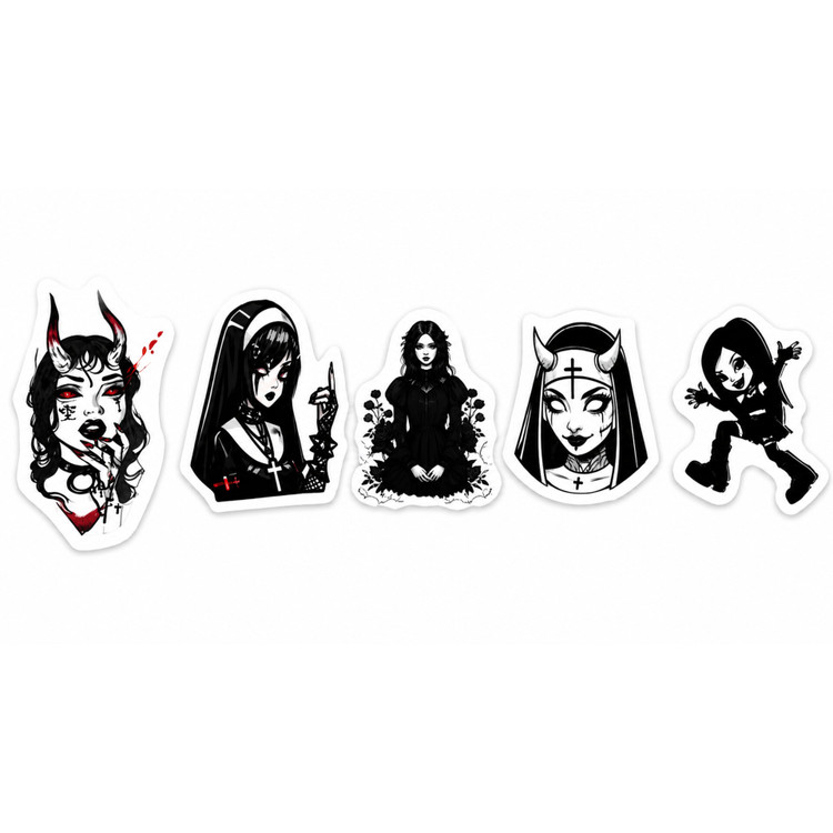 استیکر مدل Gothic Dark Fantasy طرح دختر گوتیک بسته 5 عددی