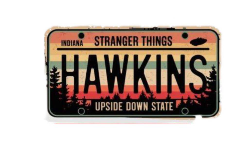 استیکر ضدآب برش خورده  طرح تابلو Hawkins سریال Stranger Things سایز ۷ سانتی‌متر