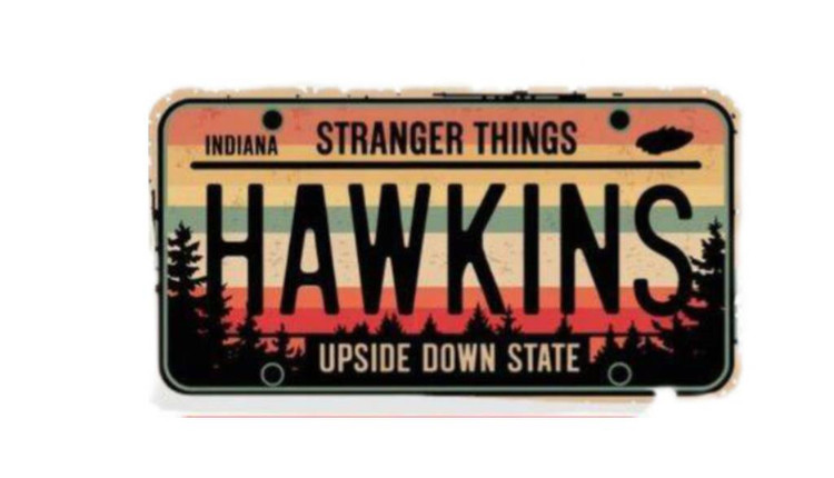 استیکر ضدآب برش خورده طرح تابلو Hawkins سریال Stranger Things سایز ۷ سانتیمتر