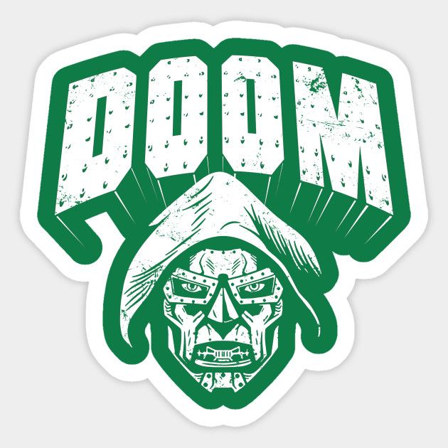 استیکر ضدآب برش خورده طرح لوگو DOOM با جمجمه سایز ۵ سانتی‌متر