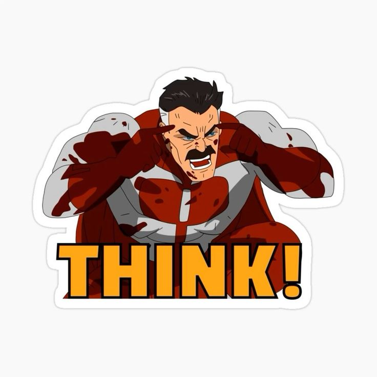استیکر ضدآب برش خورده طرح مرد خشمگین با نوشته THINK! سایز ۵ سانتی‌متر