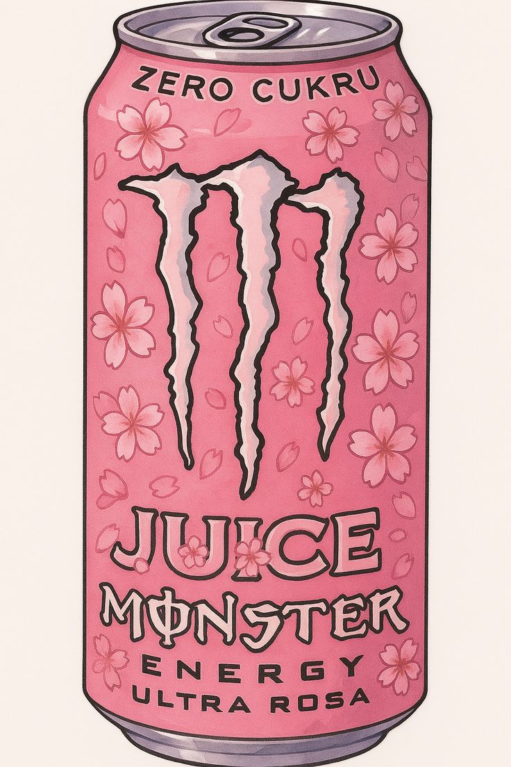 استیکر ضدآب برش خورده طرح قوطی صورتی Monster Juice سایز ۵ سانتی‌متر