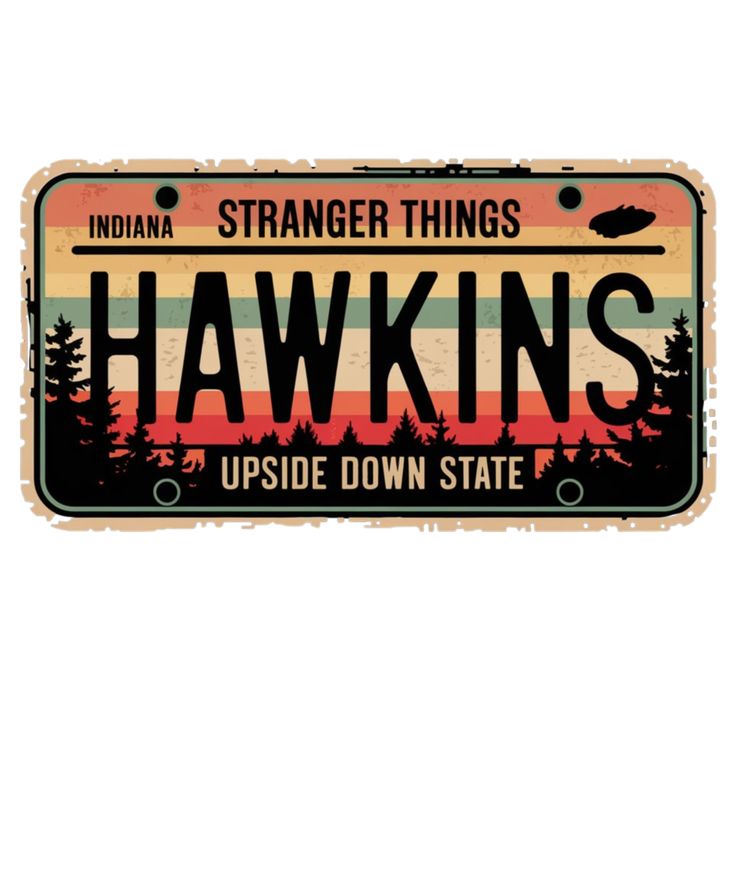 استیکر ضدآب برش خورده  طرح تابلو Hawkins سریال Stranger Things سایز ۷ سانتی‌متر